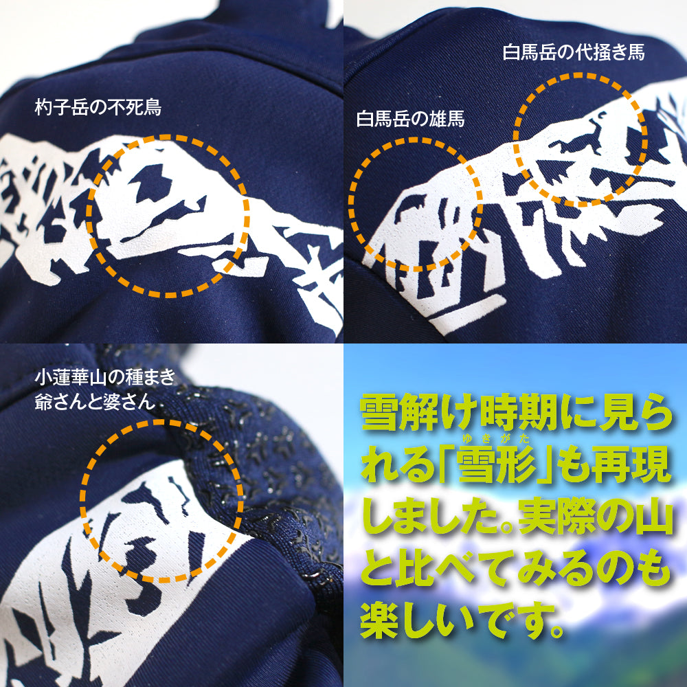 北アルプス専用グローブ【両手に白馬連峰をデザインした】登山時に手を保護する 登山用 防寒 グローブ 手袋 スマホタッチ対応