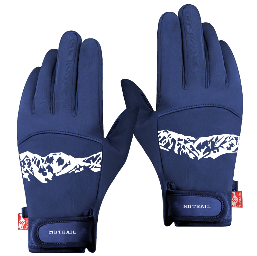白馬連峰デザイン防寒グローブ ネイビーカラー