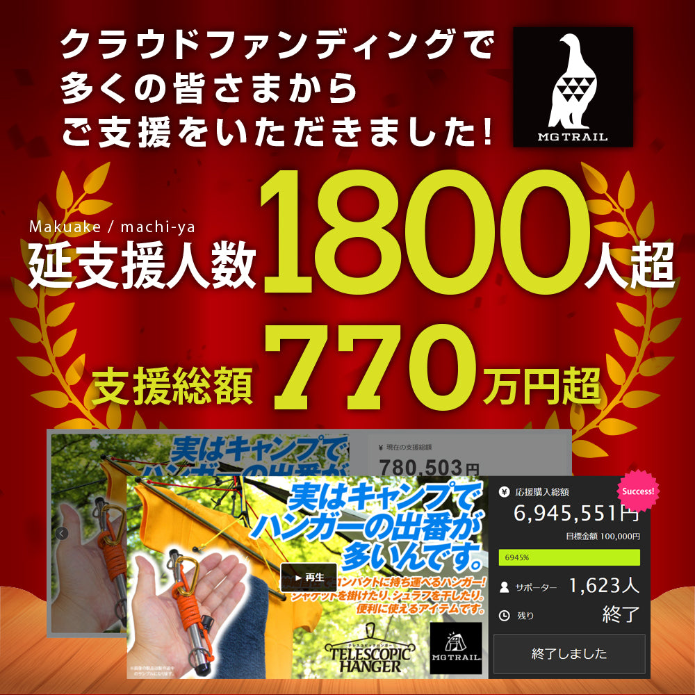 テレスコピックハンガー クラウドファンディング 1800人超